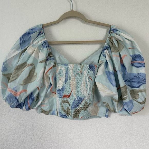 Abercrombie & Fitch Puff Sleeve Floral Poplin O Top - Picture 4 of 5